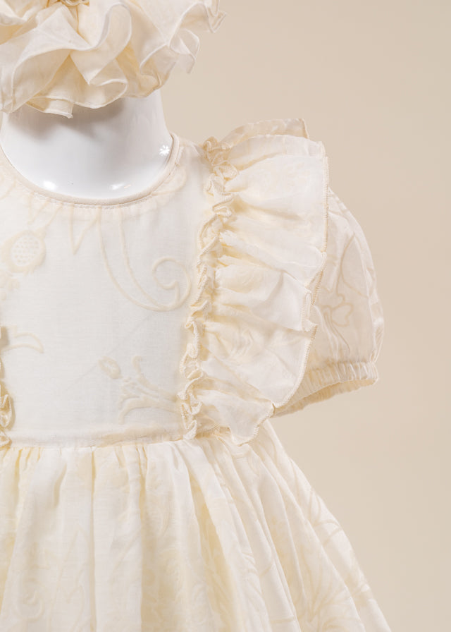 Rochita Eleganta Fetite Crem Imprimeu Catifea AnneBebe