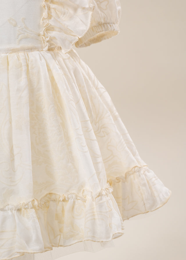 Rochita Eleganta Fetite Crem Imprimeu Catifea AnneBebe