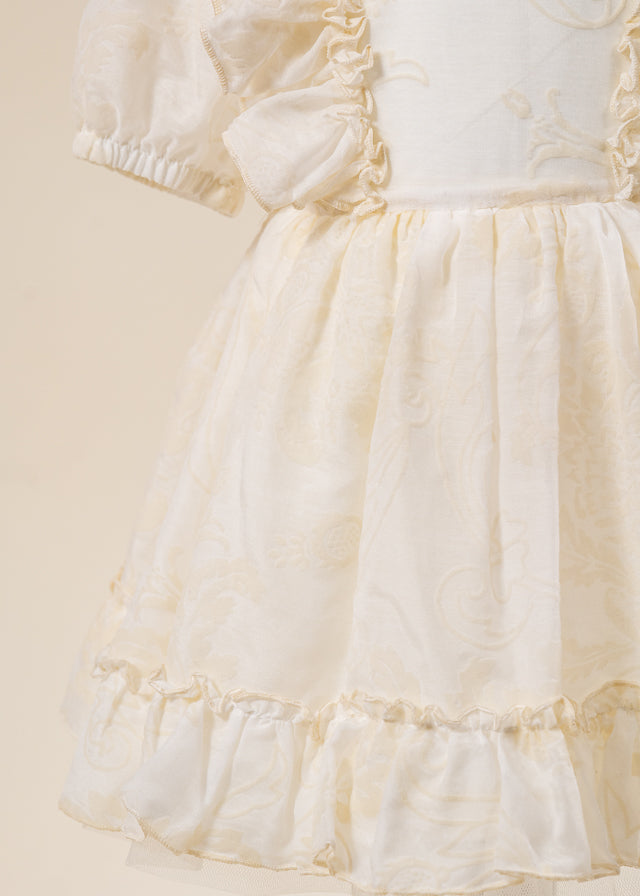 Rochita Eleganta Fetite Crem Imprimeu Catifea AnneBebe