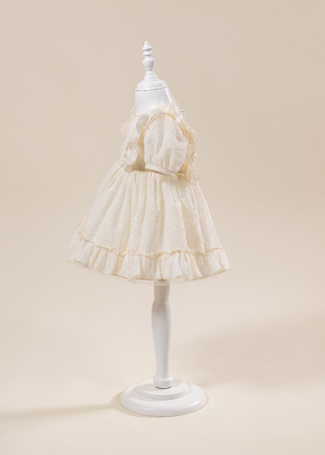 Rochita Eleganta Fetite Crem Imprimeu Catifea AnneBebe