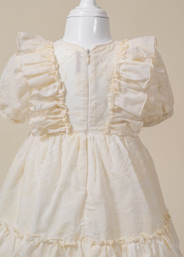 Rochita Eleganta Fetite Crem Imprimeu Catifea AnneBebe