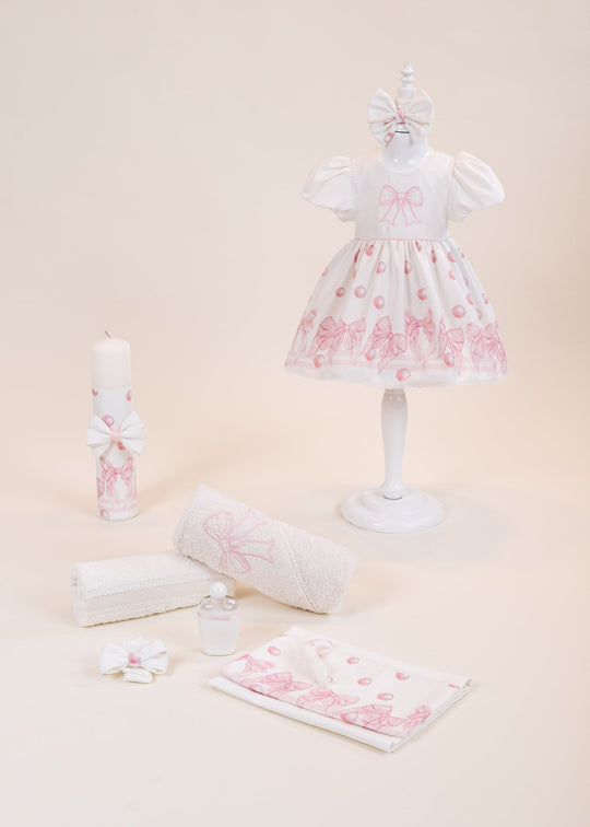 Set Botez Letty 3 Piese, Rochita, Trusou si Lumanare Personalizat Botez AnneBebe