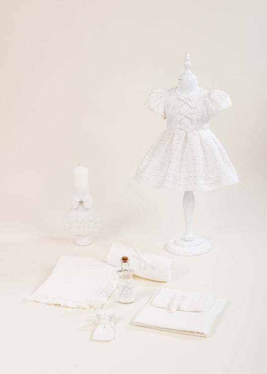 Set Botez Ana 3 Piese, Rochita, Trusou si Lumanare Personalizat Botez AnneBebe