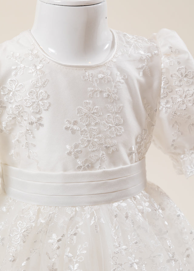 Set Botez Florina 4 Piese Rochie Trusou Lumanare si Cufar Personalizat Botez AnneBebe