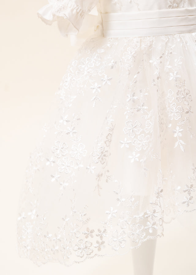 Set Botez Florina 4 Piese Rochie Trusou Lumanare si Cufar Personalizat Botez AnneBebe