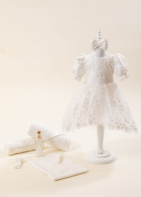 Set Botez Florina 2 Piese Rochie si Trusou Personalizat AnneBebe