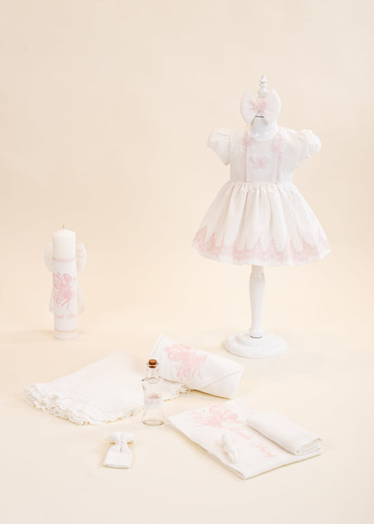 Set Botez Zana 3 Piese Rochita, Trusou si Lumanare Personalizat Botez AnneBebe