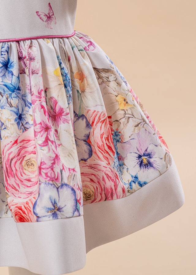 Rochie Josephine Crem Cu Fulutrasi Si Floricele Cu Bolero AnneBebe