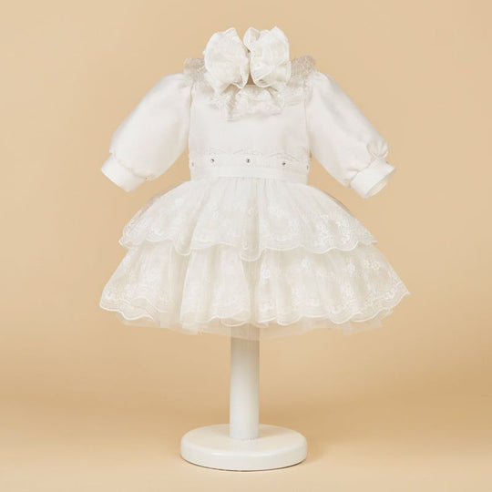 Elegant Dress for Girls Raisa Cream Striped Bust AnneBebe