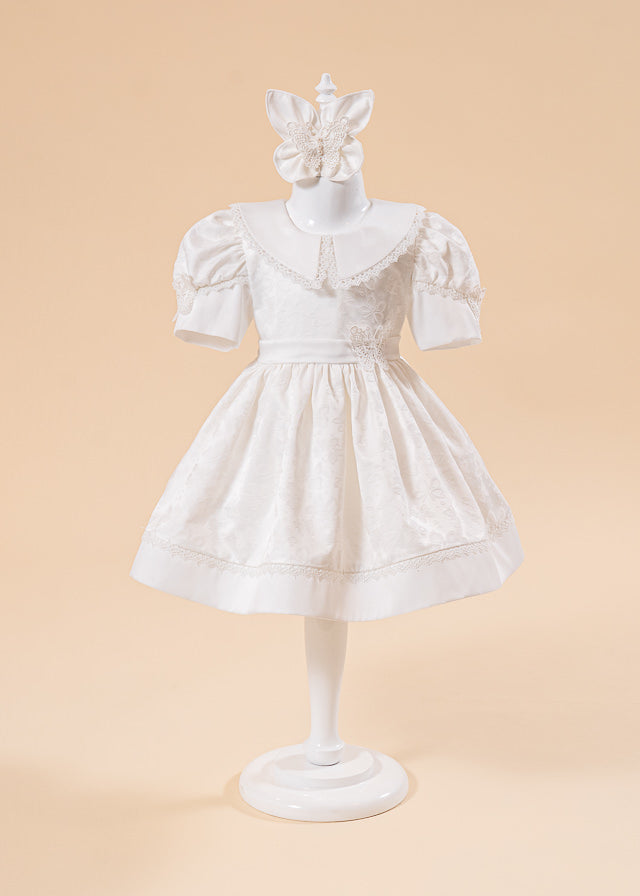 Rochita Tatiana Crem Fluturas Brodat In Talie AnneBebe