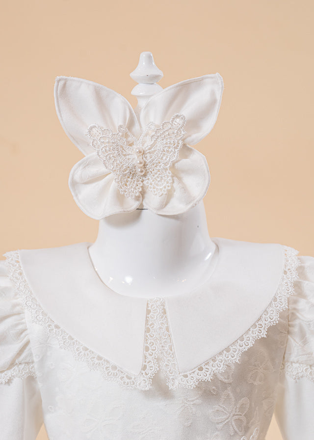 Rochita Tatiana Crem Fluturas Brodat In Talie AnneBebe