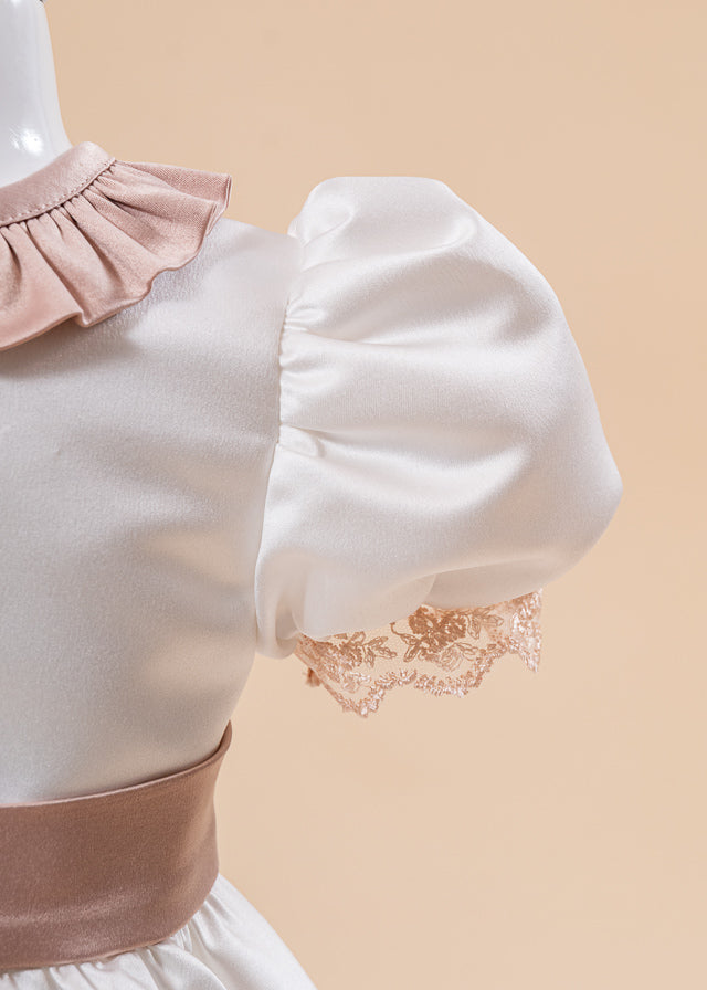 Rochita Vivienne Saten Crem Cu Capucino AnneBebe