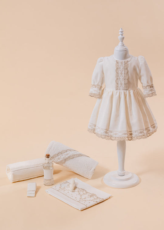 Set Botez Nora 2 Piese Rochie si Trusou Personalizat AnneBebe