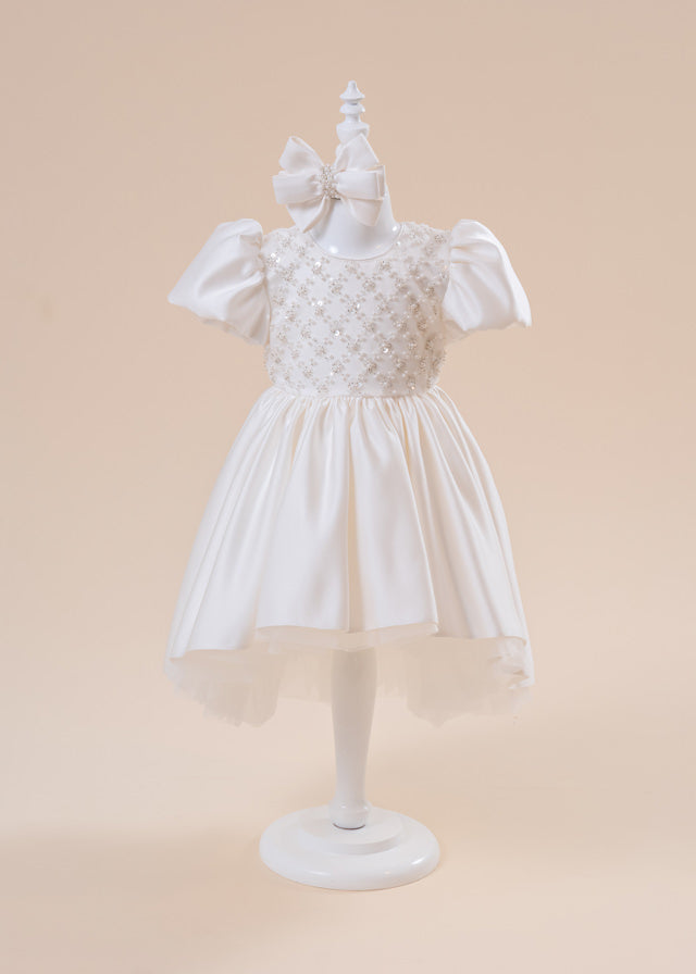 Rochita Eleganta Ceremonie Lolita Crem Bust Perle Model Romb AnneBebe