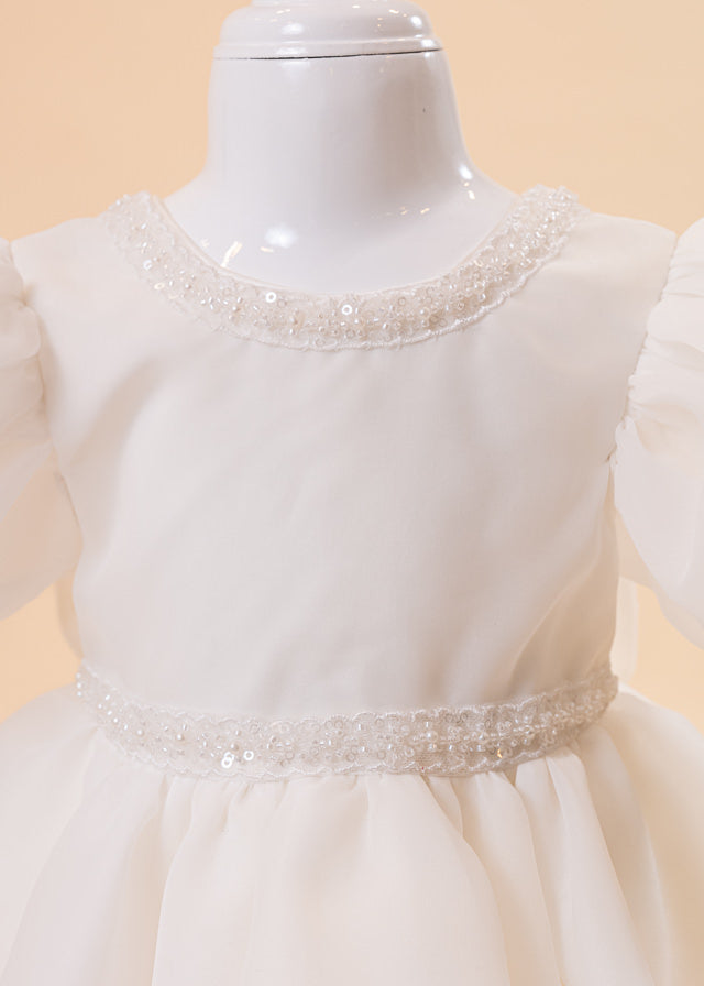 Elegant Cezara Dress Cream Organza Puff Sleeves AnneBebe