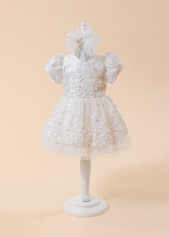 Rochita Amira Crem Dantela Flori 3D