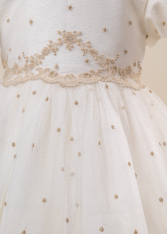 Set Botez Danielle 3 Piese  Rochie Trusou si Lumanare Personalizat Botez AnneBebe