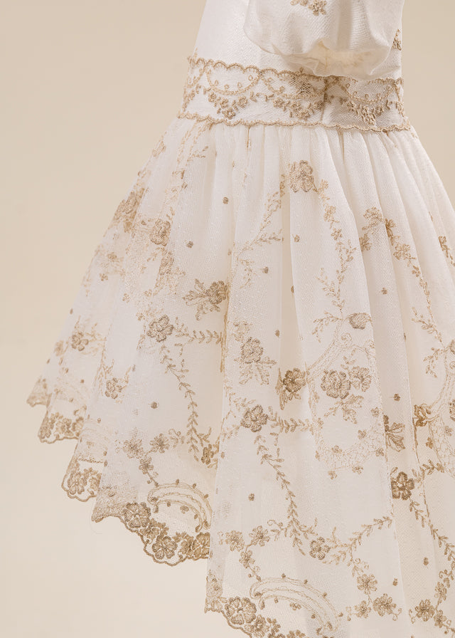 Rochita Eleganta Minodora Dantela Cappucino Cu Trena AnneBebe