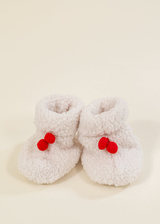 Botosi Bucle Crem Cu Ciucurasi Rosii AnneBebe