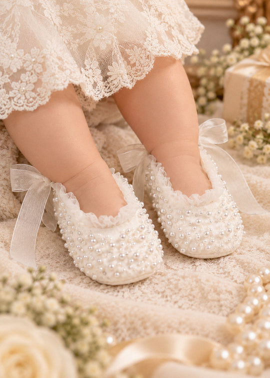 Balerini Crem cu Perle pentru Bebelusi – AnneBebe