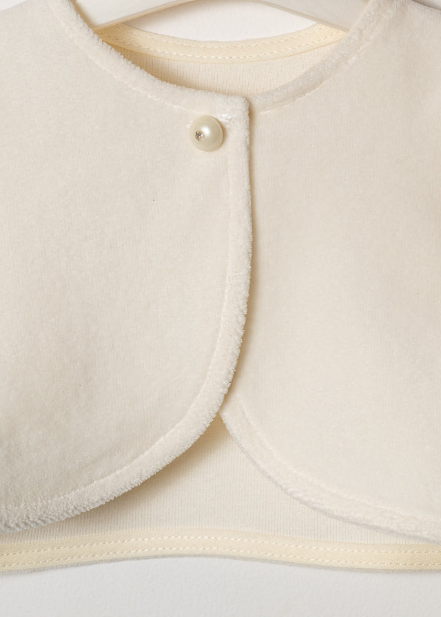Ivory Beige Plush Bolero Babies AnneBebe