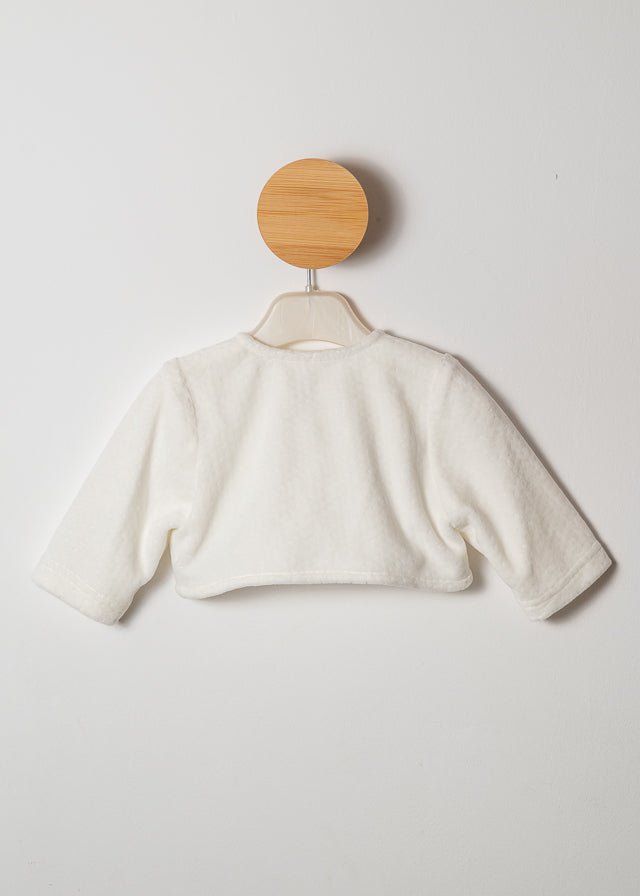 Ivory Cream Plush Bolero with Velvety Picots AnneBebe