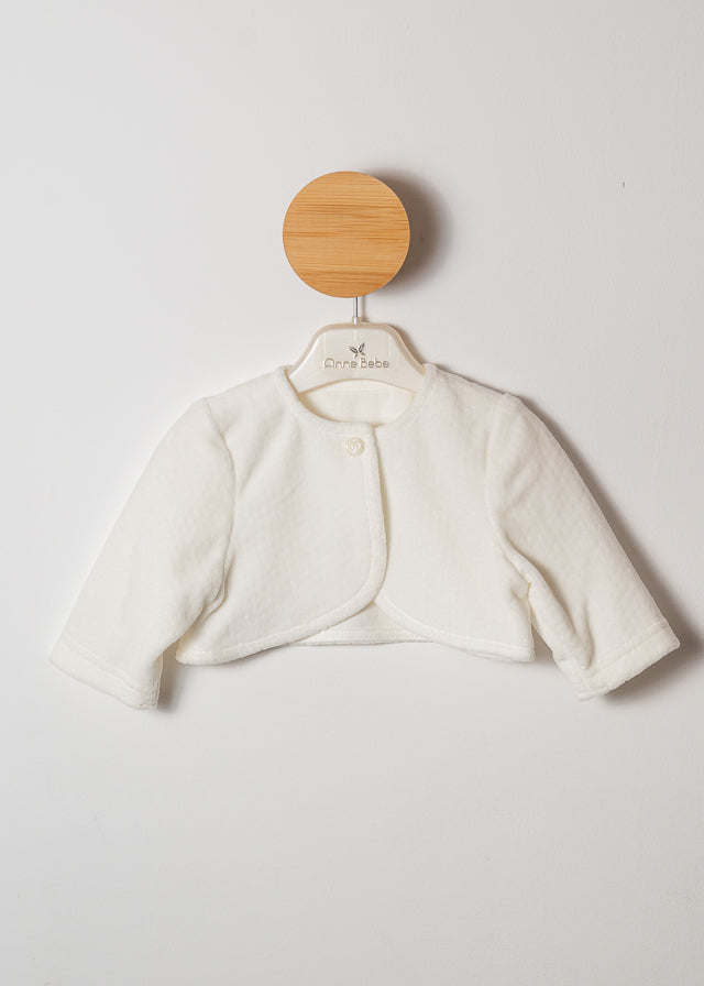 Ivory Cream Plush Bolero with Velvety Picots AnneBebe