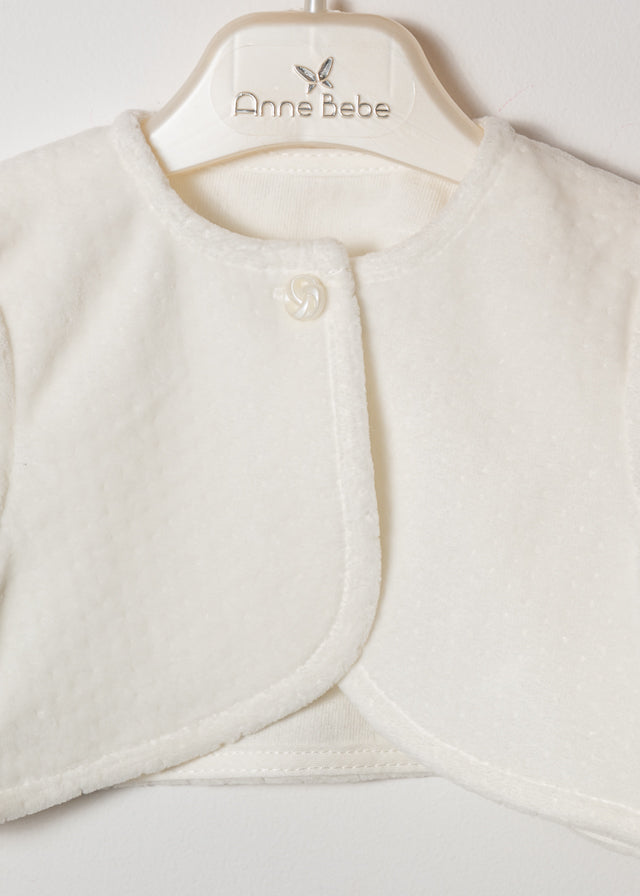 Ivory Cream Plush Bolero with Velvety Picots AnneBebe