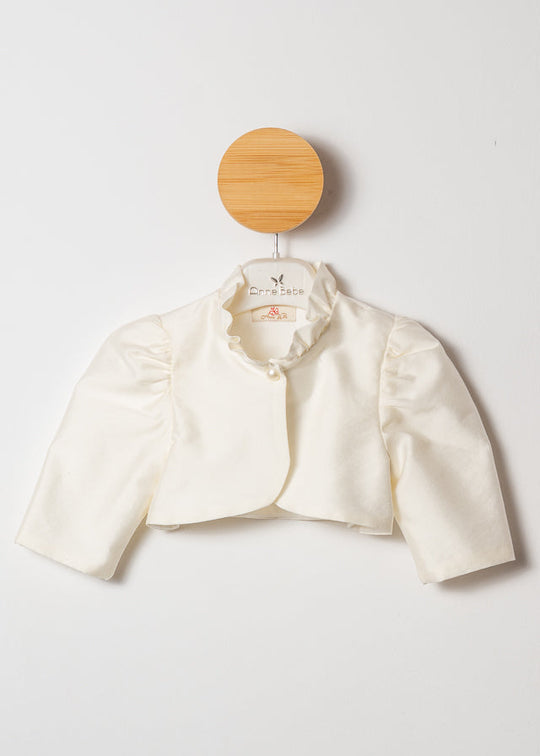 Bolero Tafta Crem Inchis Cu Volanas La Guler