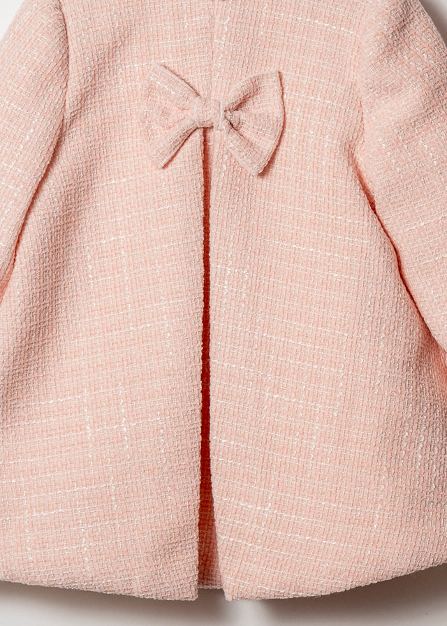 Palton Fete Elegant Stofa Roz Cu Perle AnneBebe