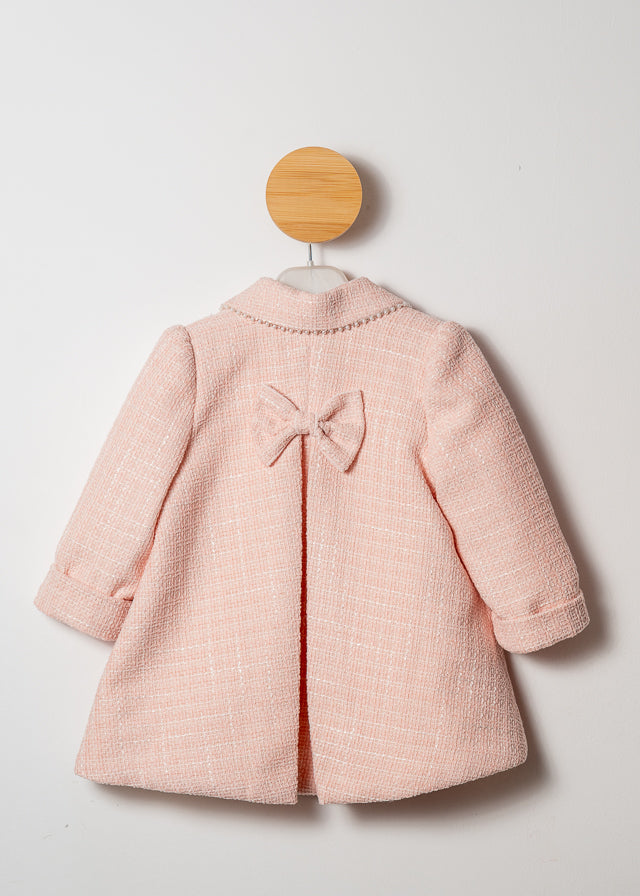 Palton Fete Elegant Stofa Roz Cu Perle AnneBebe