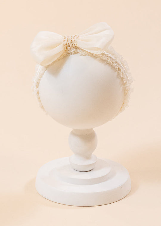 Eva Headband Lace Cappuccino Rosettes AnneBebe