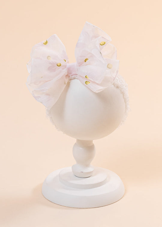 Elegant Headband Pink Organza Apple Flowers AnneBebe