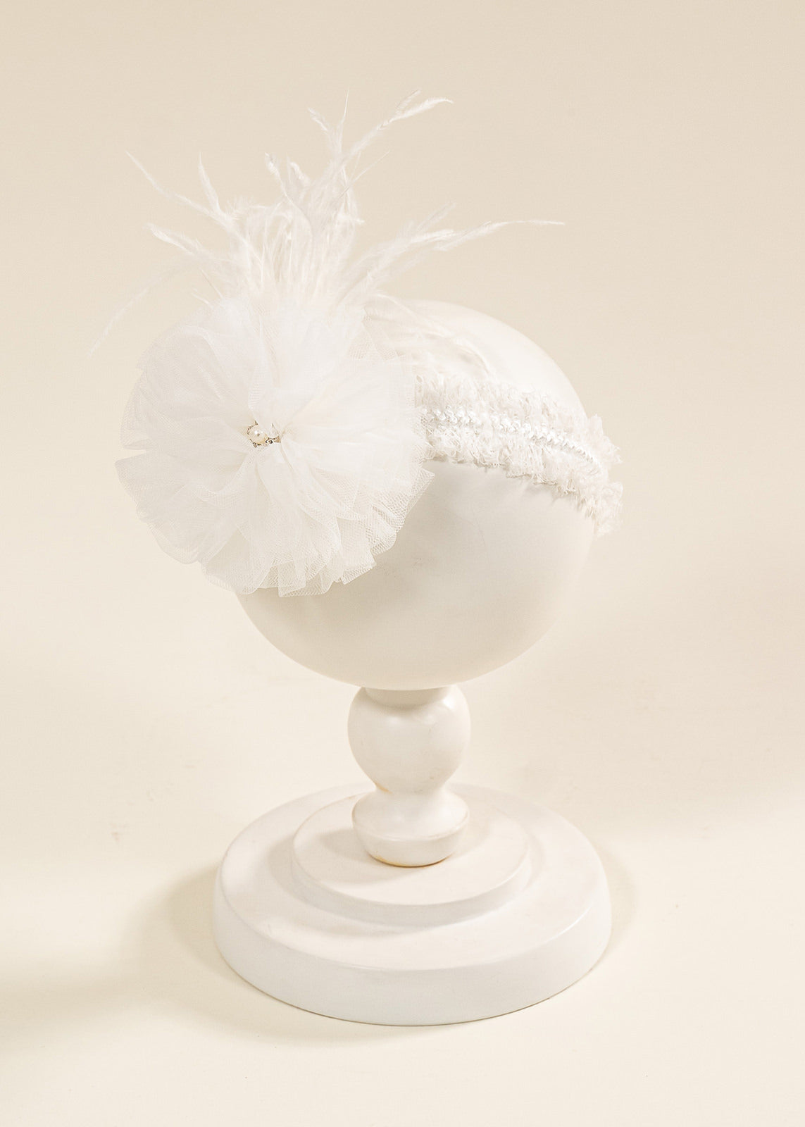 Bentita Universala Pampon Ivory Cu Fulg Botez Fetite AnneBebe