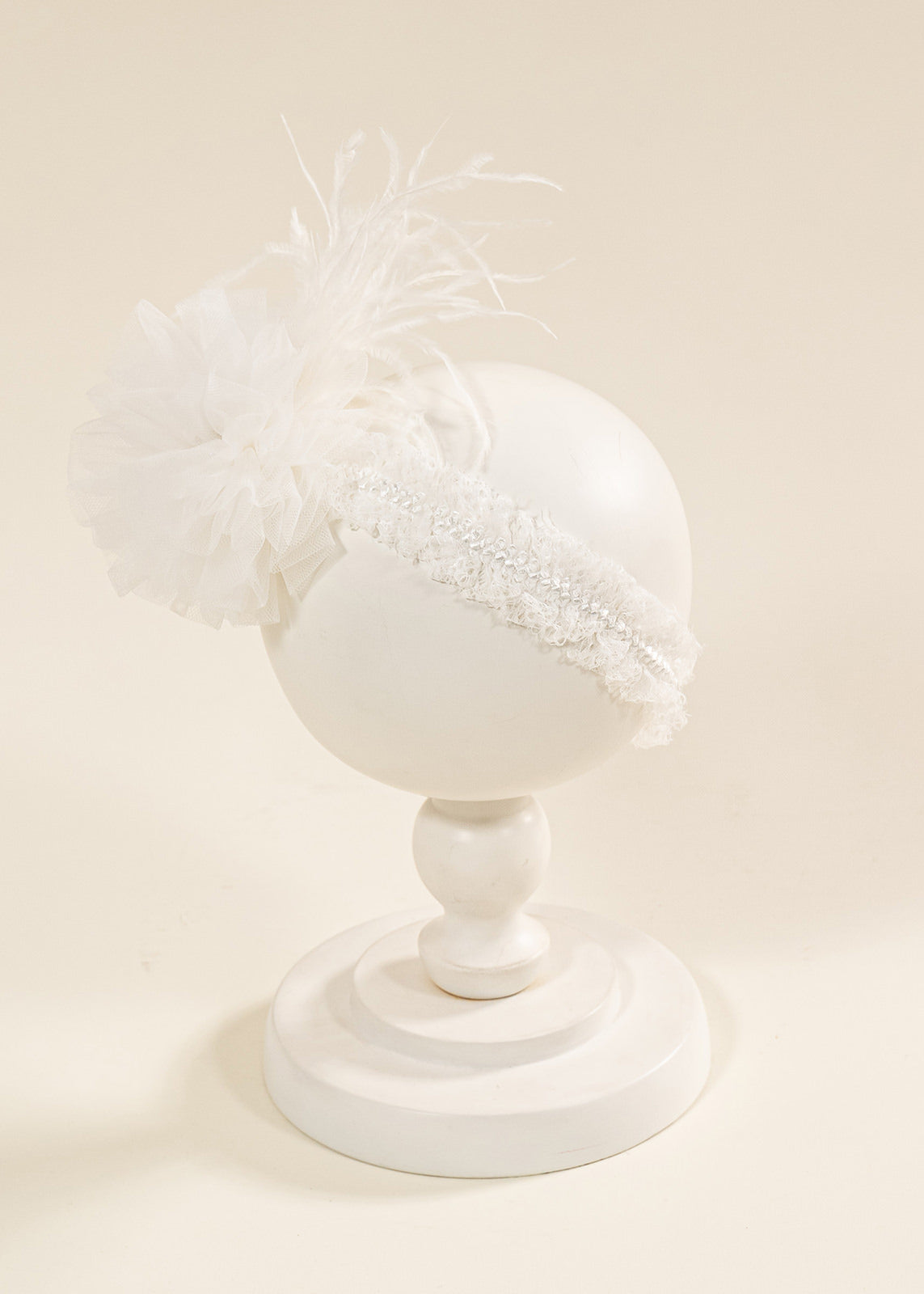 Bentita Universala Pampon Ivory Cu Fulg Botez Fetite AnneBebe