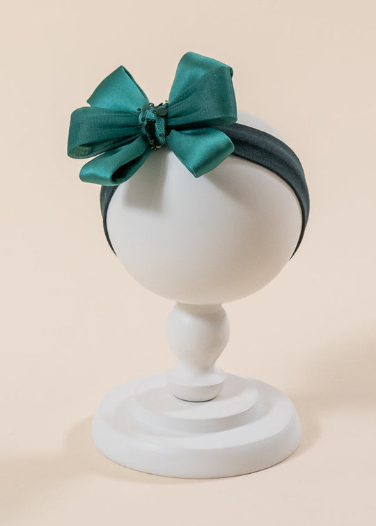 Olivia Headband Three Green Bows AnneBebe