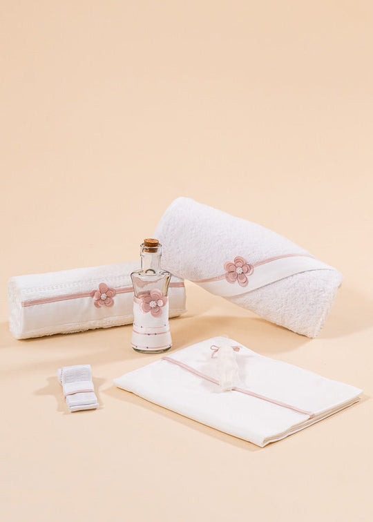 Trusou Tiffany Crem FLoricele Si Dungi Fine Cu Paiete Roz AnneBebe