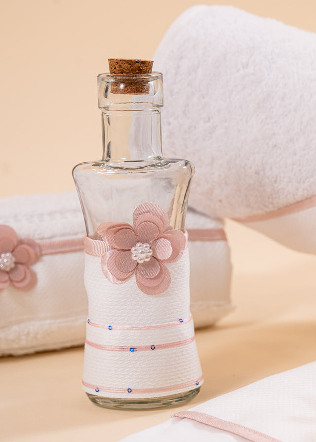 Trusou Tiffany Crem FLoricele Si Dungi Fine Cu Paiete Roz AnneBebe