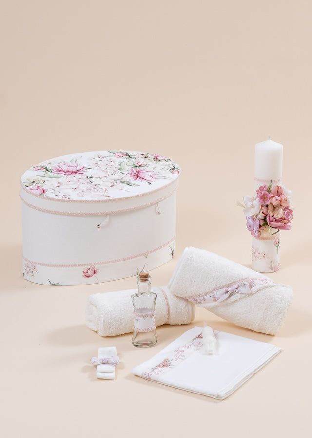 Set Botez Daria 3 Piese ( Lumanare+Trusou+Cufar ) Personalizat AnneBebe