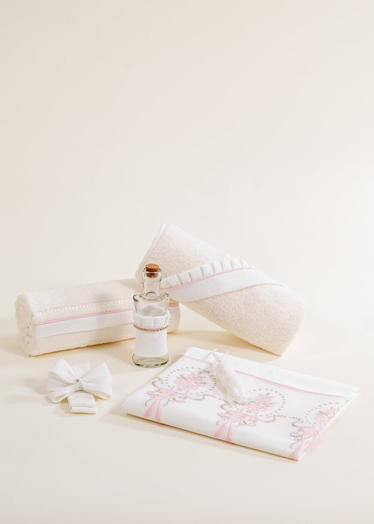 Trusou Cristiana Crem Bordura Flori Roz Cu Auriu AnneBebe