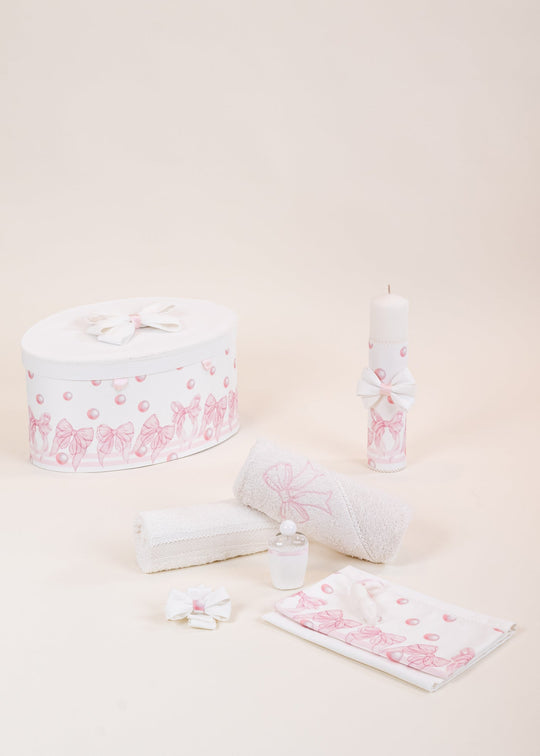 Set Botez Letty 3 Piese, Lumanare, Trusou si Cufar Personalizat Botez AnneBebe