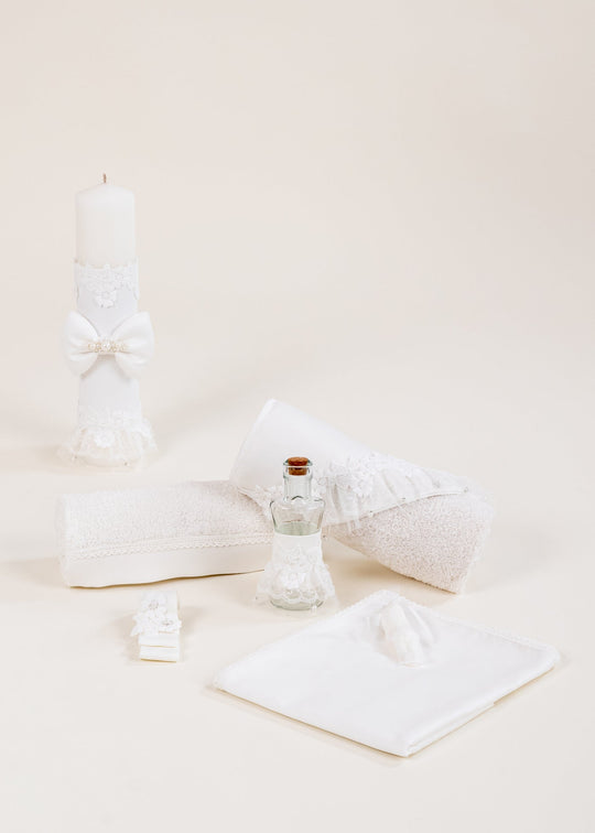 Set Botez Mirela 2 Piese, Lumanare si Trusou Personalizat Botez AnneBebe