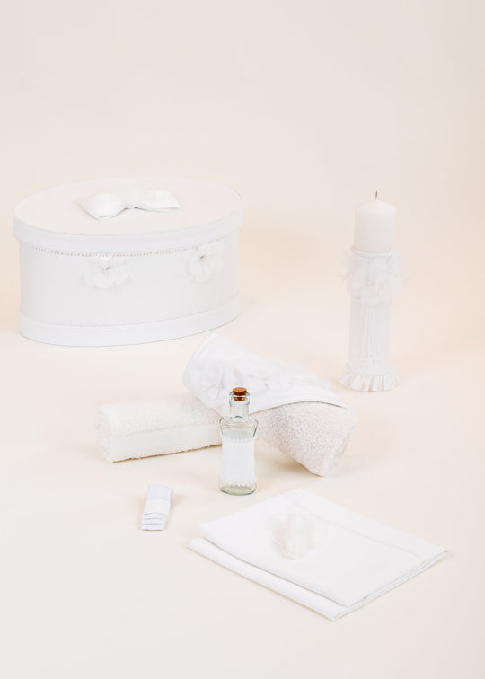 Linda Baptism Set 3 Pieces Candle Christening Outfit Trunk Personalized AnneBebe Baptism