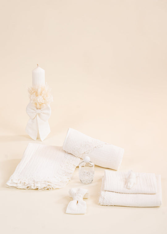 Set Botez Andra 2 Piese, Lumanare Trusou Personalizat Botez AnneBebe