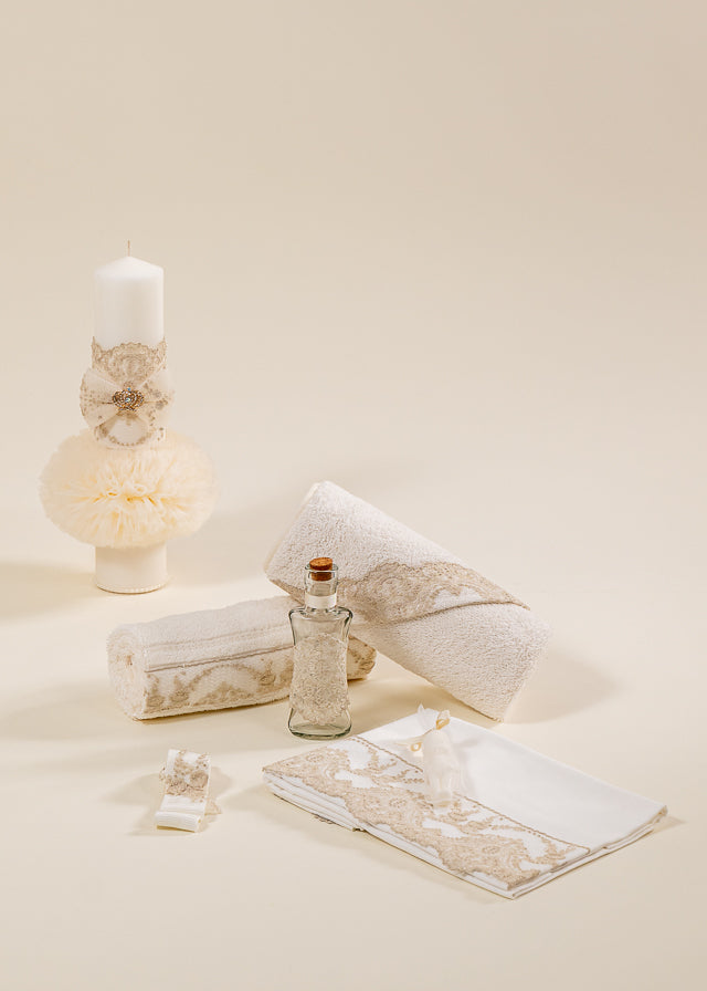 Baptism Set 2 Pieces Danielle Candle and Personalized Trunk AnneBebe