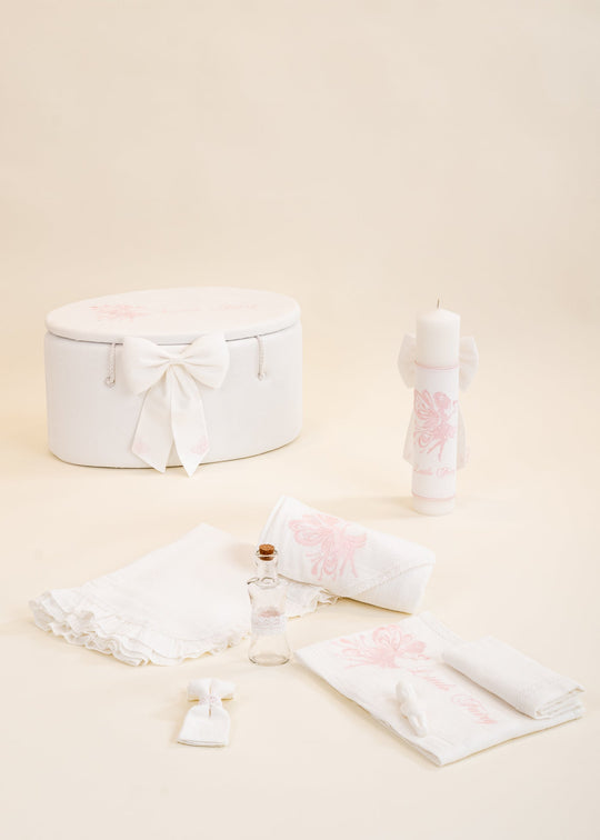 Set Botez Zana 3 Piese, Lumanare, Trusou si Cufar Personalizat Botez AnneBebe