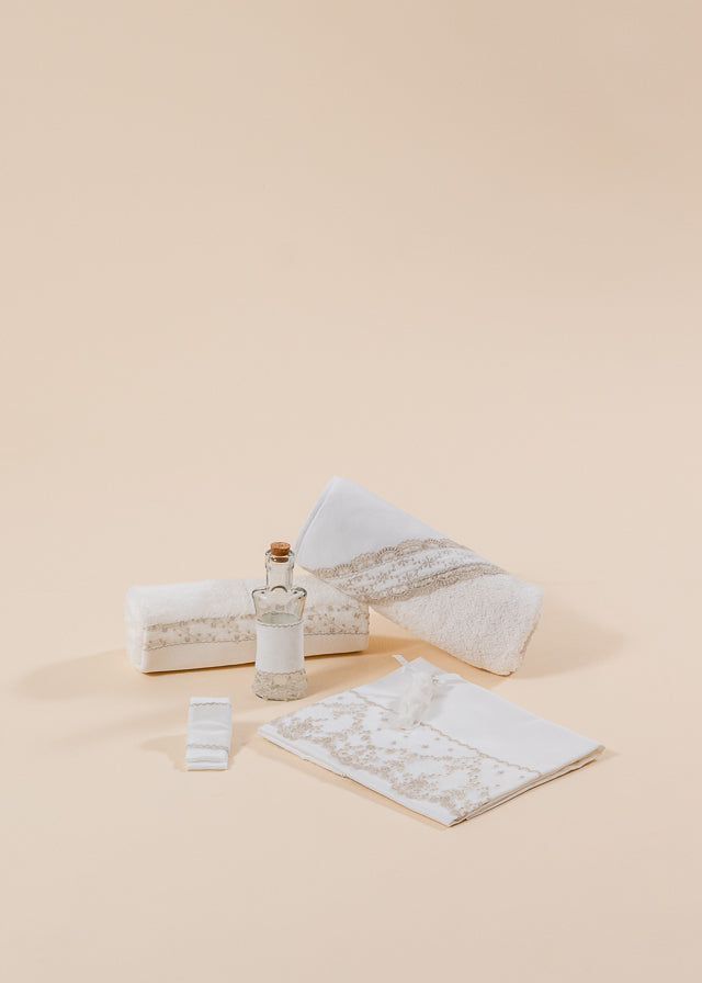 Baptism Set Natalia 3 Pieces, Dress, Trouser and Candle Personalized Baptism AnneBebe