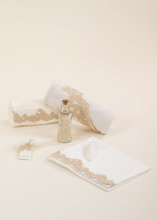 Trusou Crem Banda Dantela Floare Perle Cu Mica Printesa AnneBebe