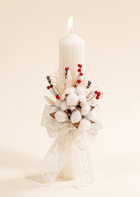 Lumanare Brandusa Flori Si Funda Dantela Bumbac Crem AnneBebe