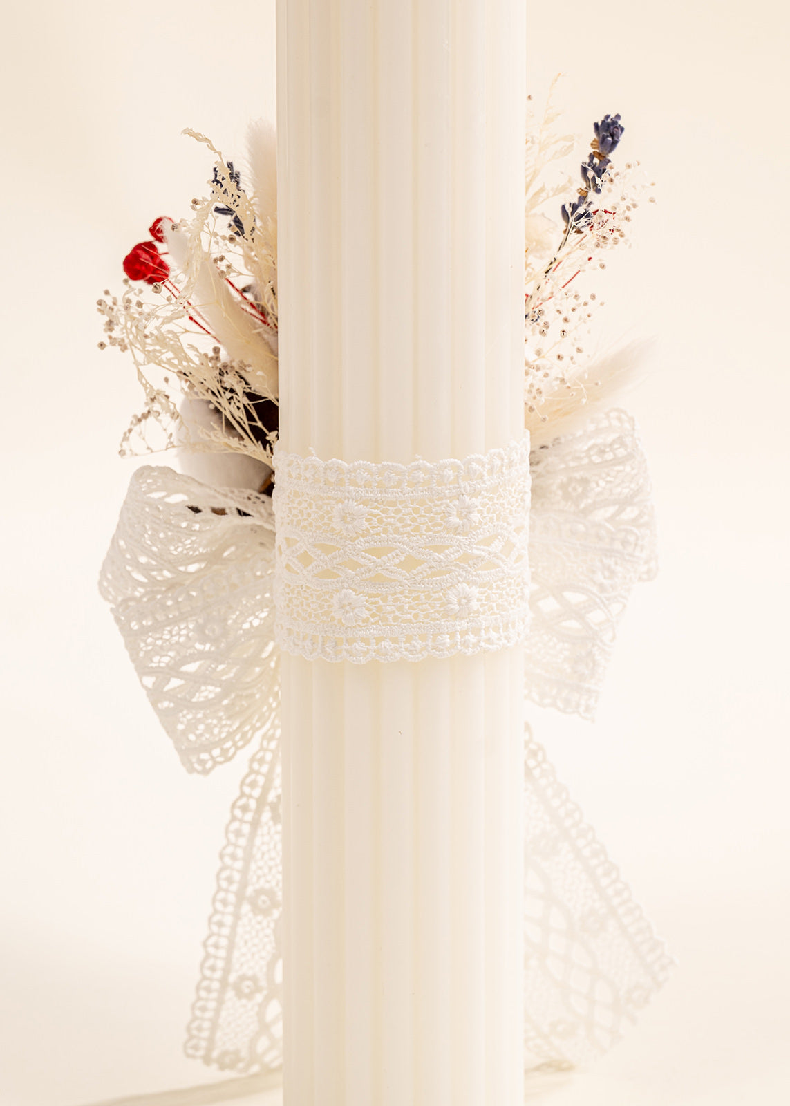 Lumanare Brandusa Flori Si Funda Dantela Bumbac Crem AnneBebe